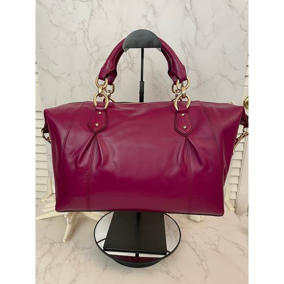 COACH Colette Magenta Leather Satchel, Gold Accents, 2 Hang Tags, Dustbag NWT - Picture 4 of 13